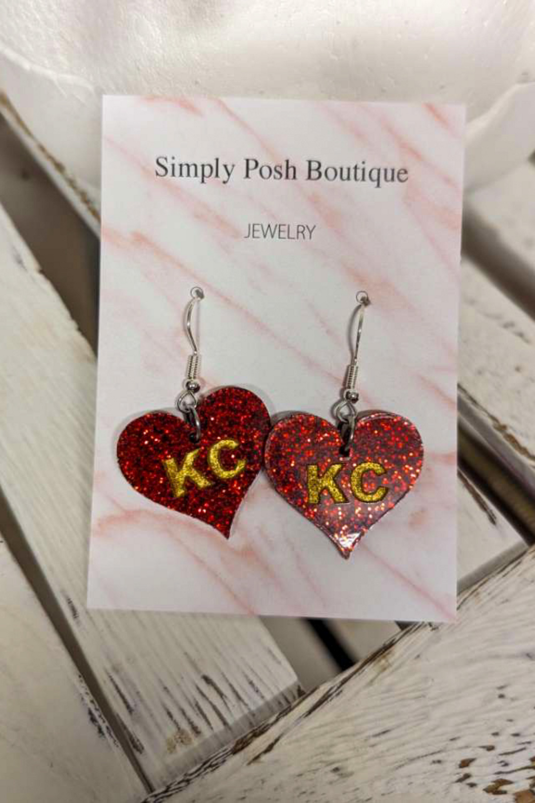 KC Heart Drop Earrings