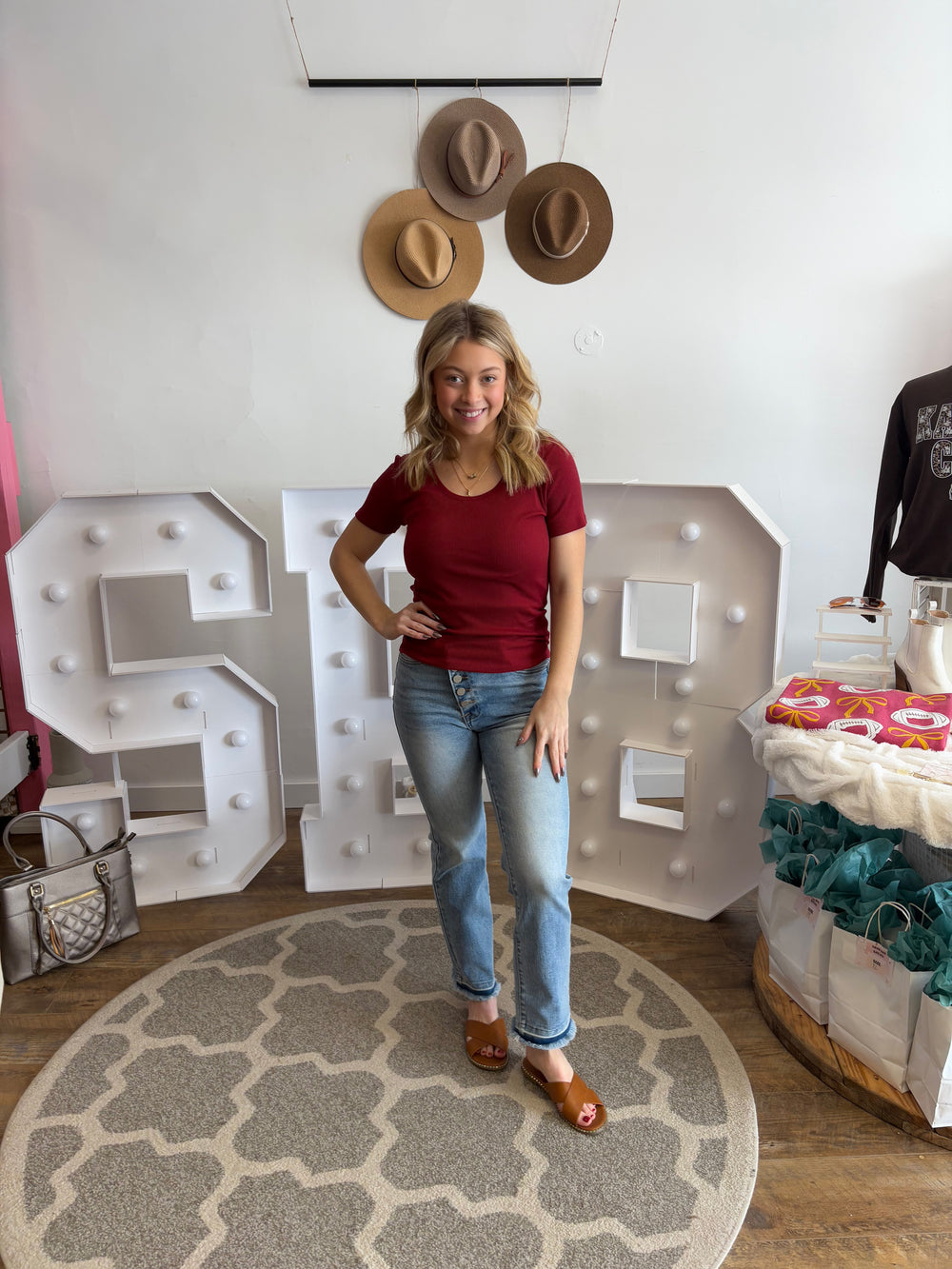 Scoop Neck Rib short sleeve active basic top. Fitted stretchable fabric perfect for layering and all seasons.