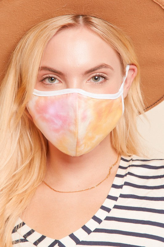Tie Dye Face Mask - Yellow/Pink