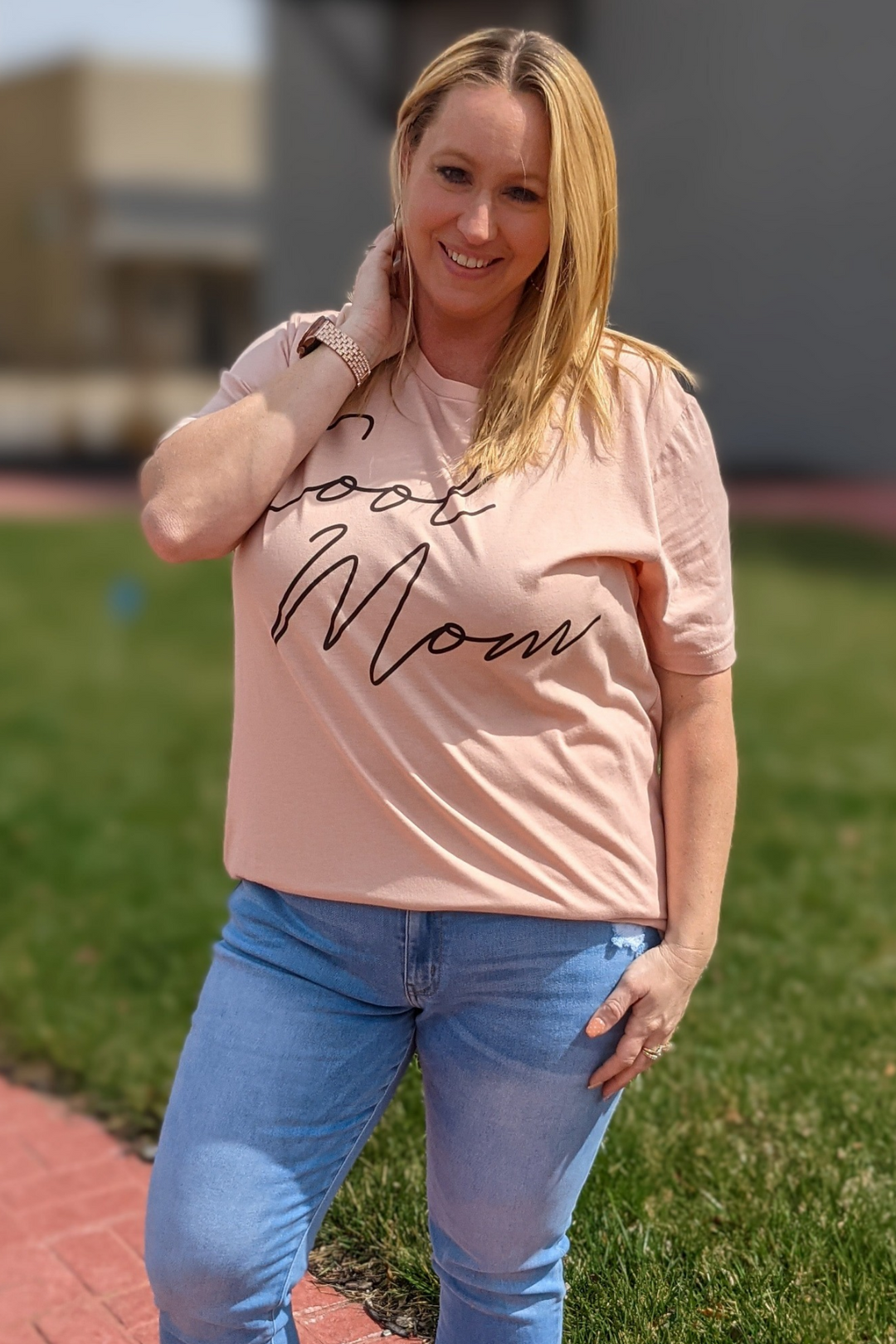 Cool Mom Graphic Tee - Peach