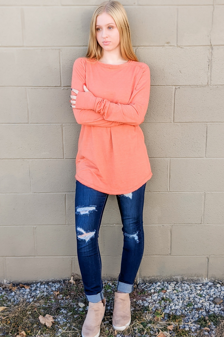 Raw Edge Tunic - Apricot