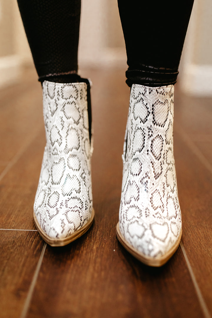 Black/White Snake Bootie