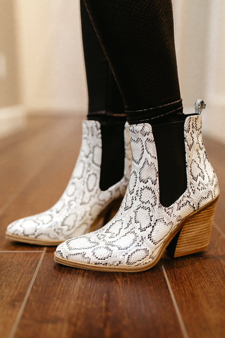 Black/White Snake Bootie