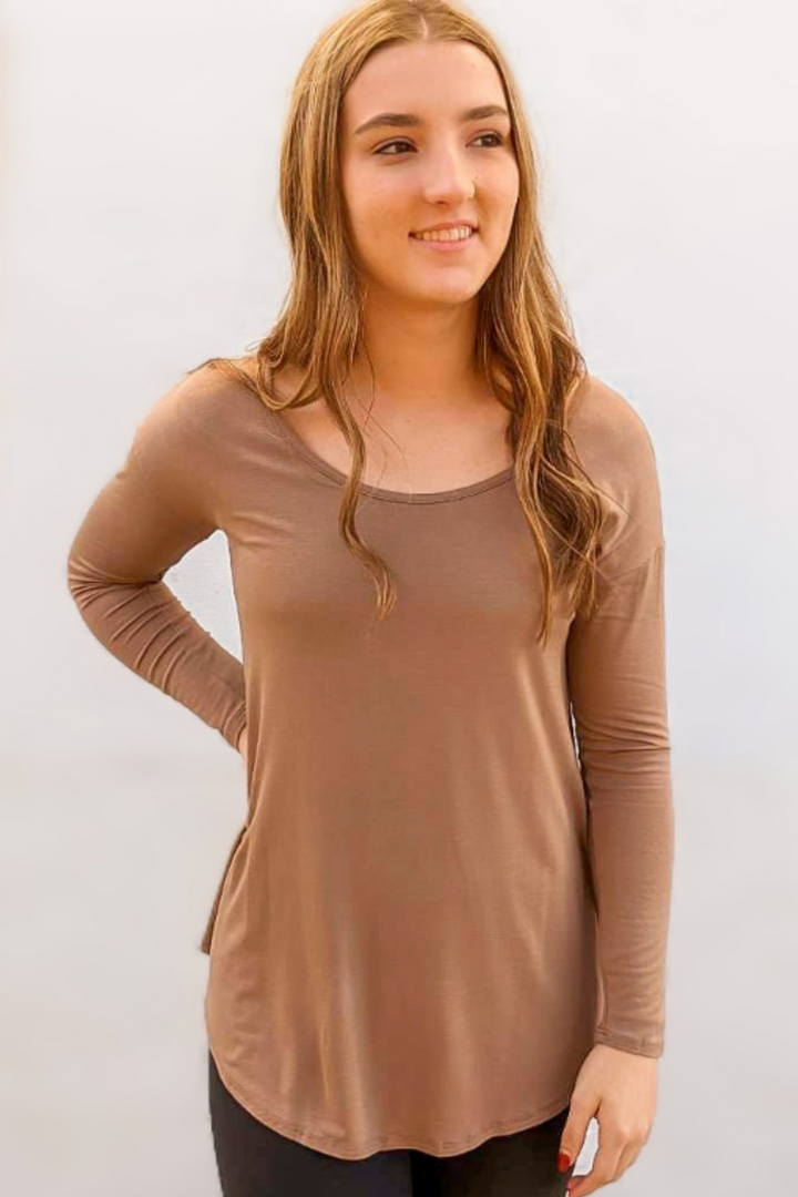 Breezy Long Sleeve Tunic - Mocha