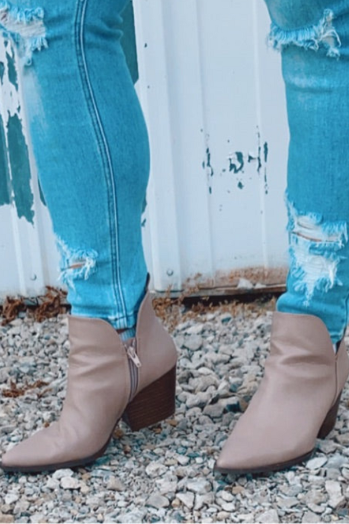 Taupe Slit Bootie