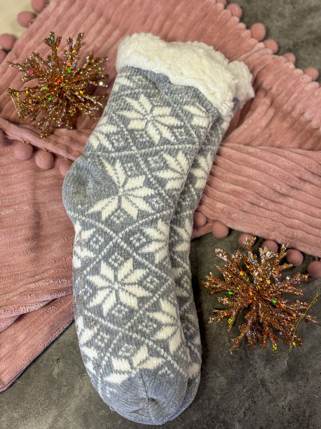 White Christmas Fuzzy Socks