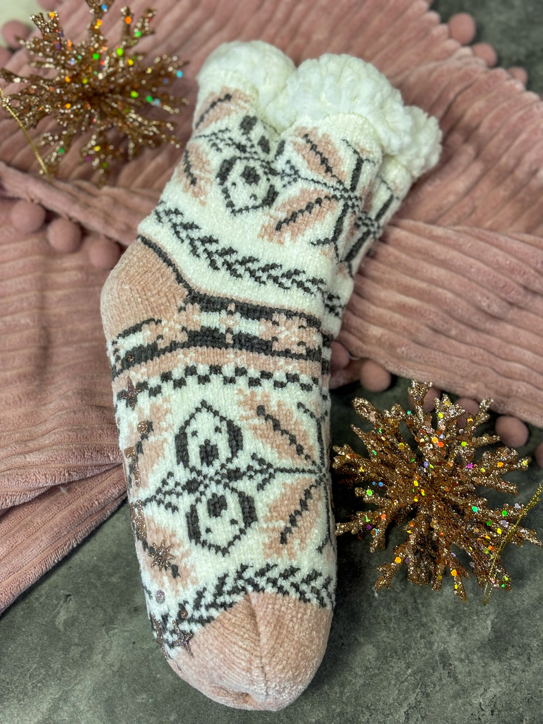 White Christmas Fuzzy Socks