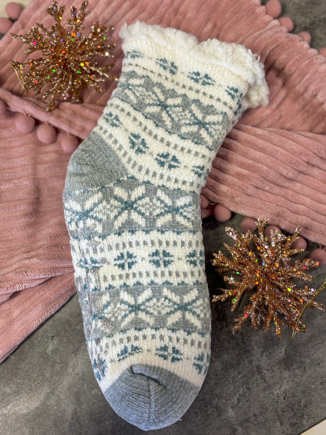 White Christmas Fuzzy Socks