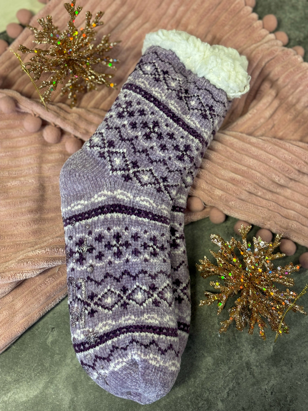 White Christmas Fuzzy Socks