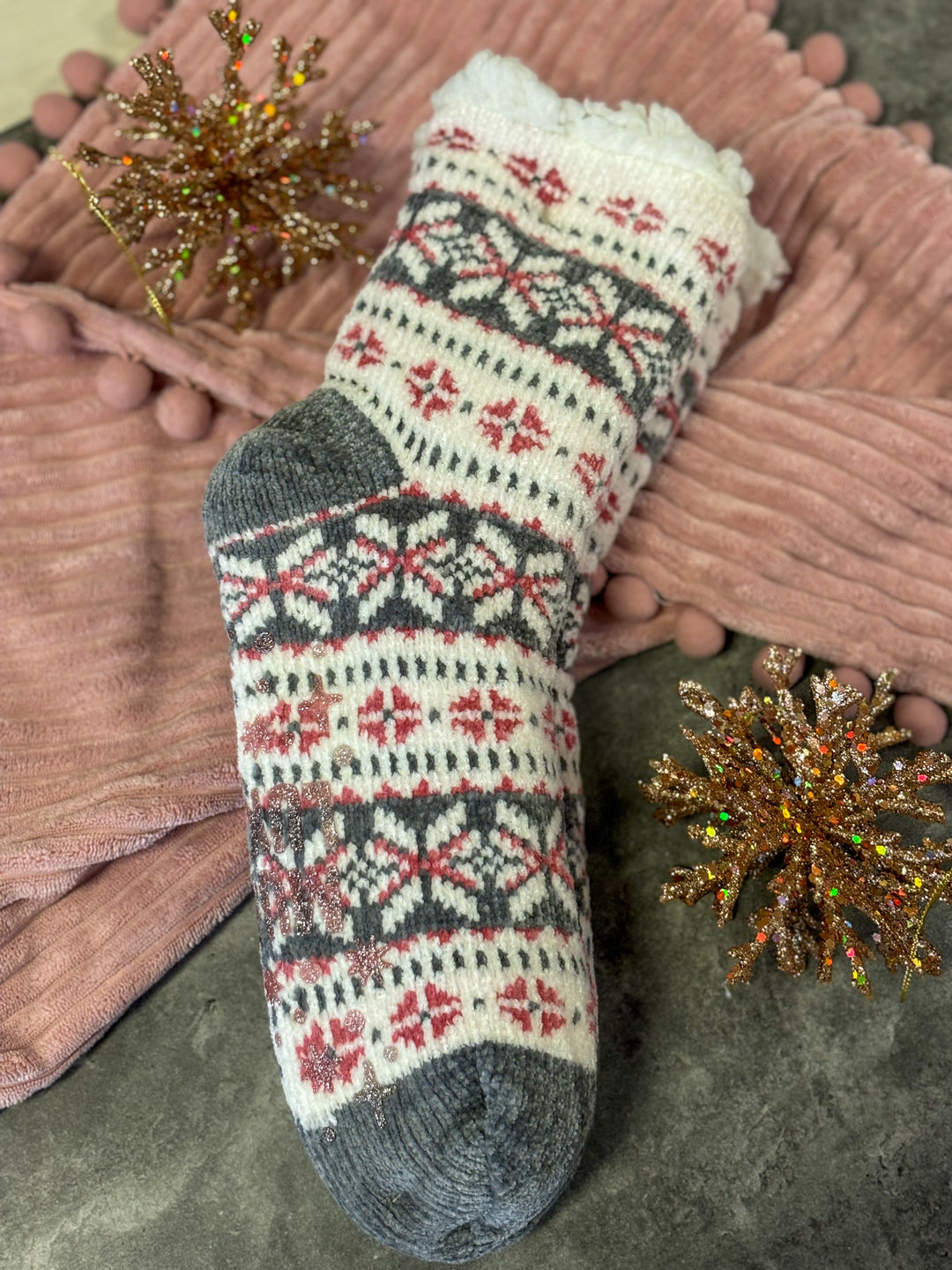 White Christmas Fuzzy Socks