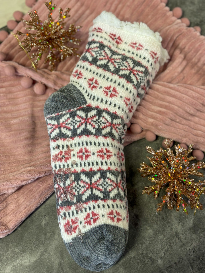 White Christmas Fuzzy Socks