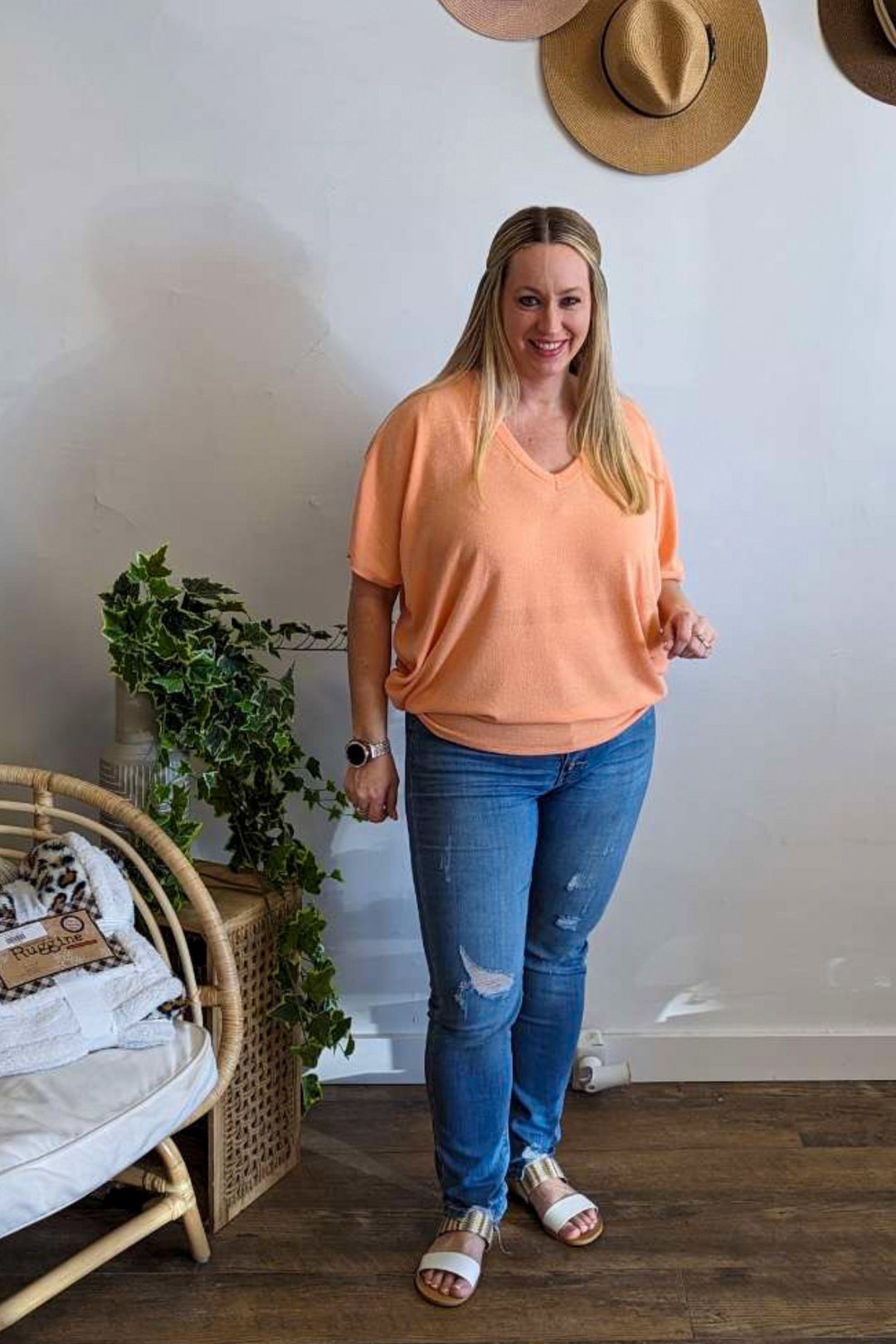 Aurora Dolman Top - Papaya