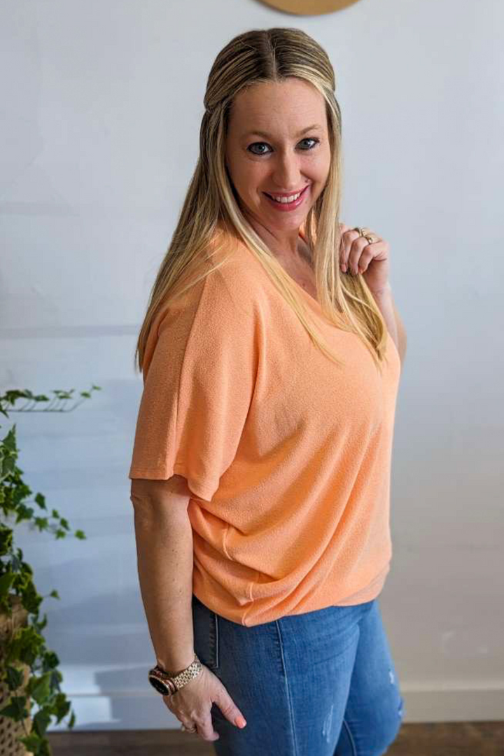 Aurora Dolman Top - Papaya