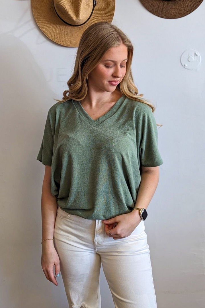 Aurora Dolman Top - New Olive