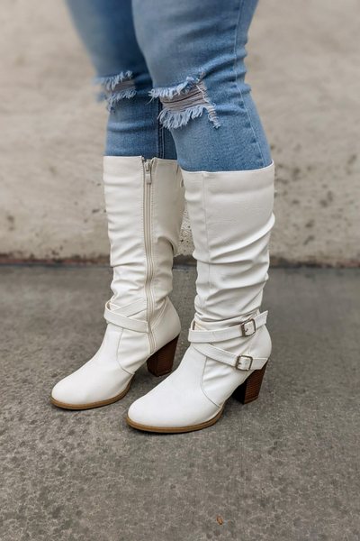 Womans White Knee High Boots