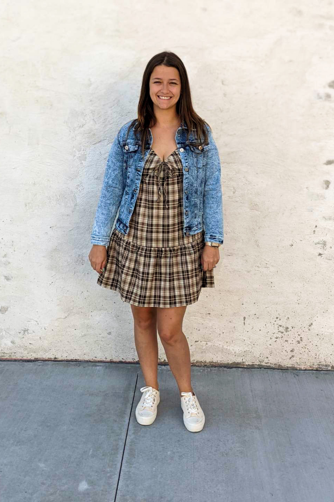 off shoulder checkered dress Wells Everglade Plaid Off Shoulder Mini Dress