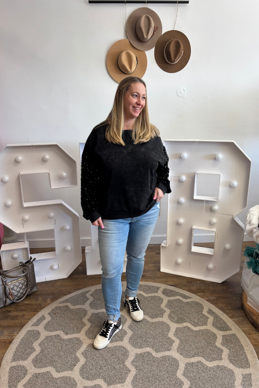 All You Sequin Sleeve Top