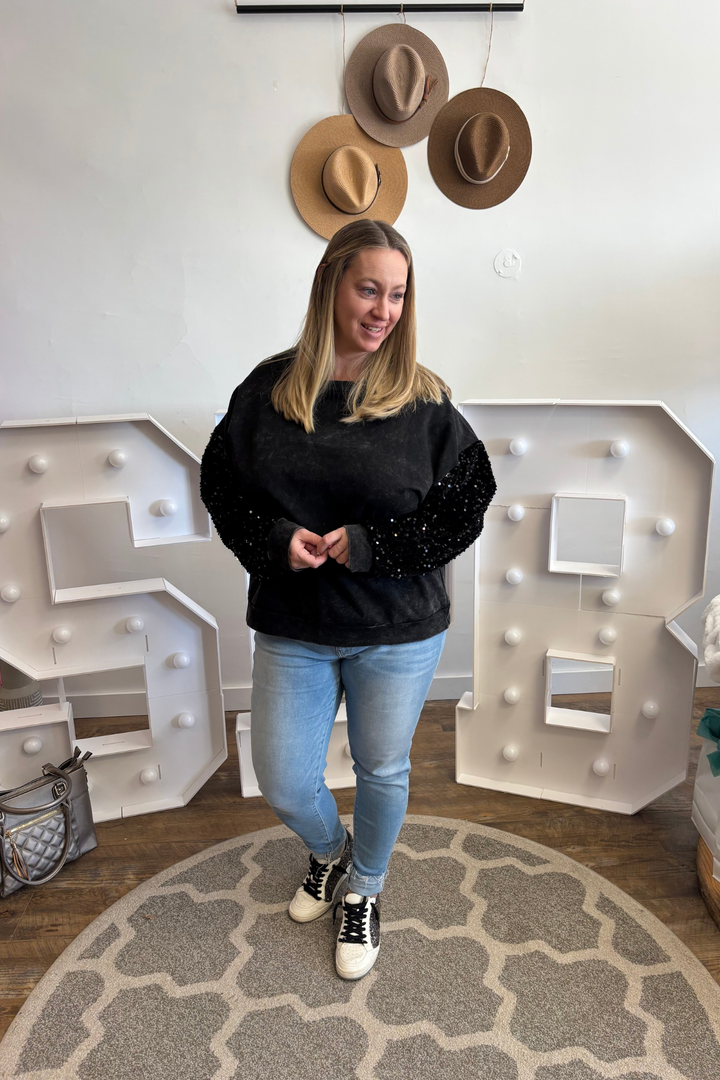 All You Sequin Sleeve Top