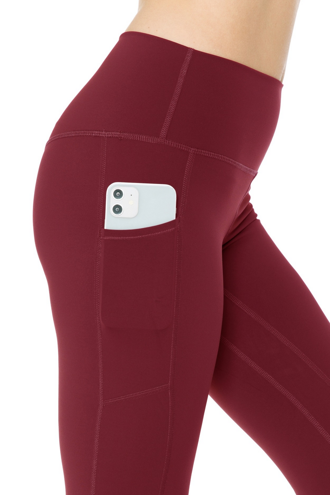 Full length buttery soft leggings with side pocket for phone and inside waist band pocket with 5" waist band.