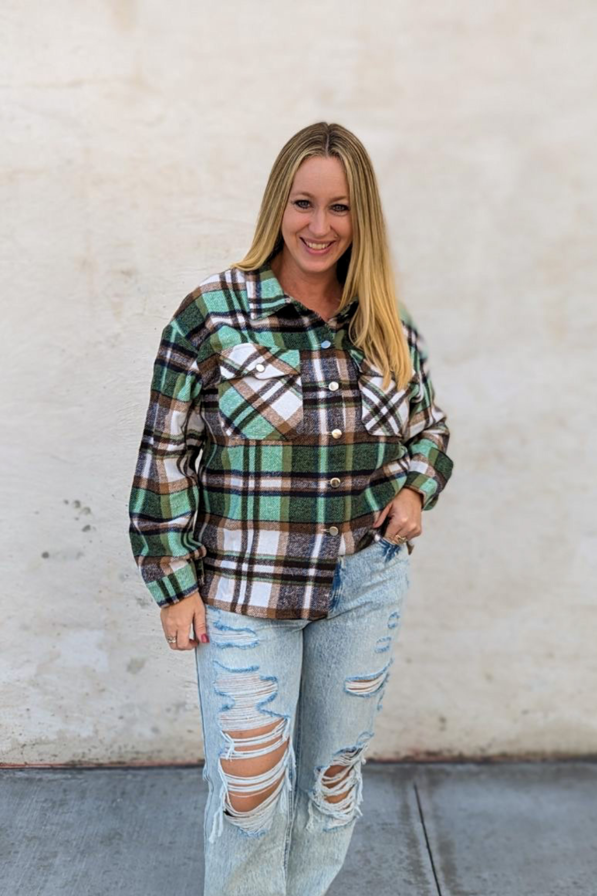 Womans Green Plaid Shacket