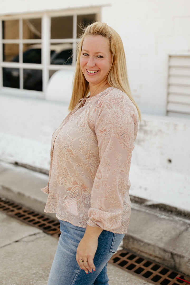 Smocked Neck Peasant Blouse