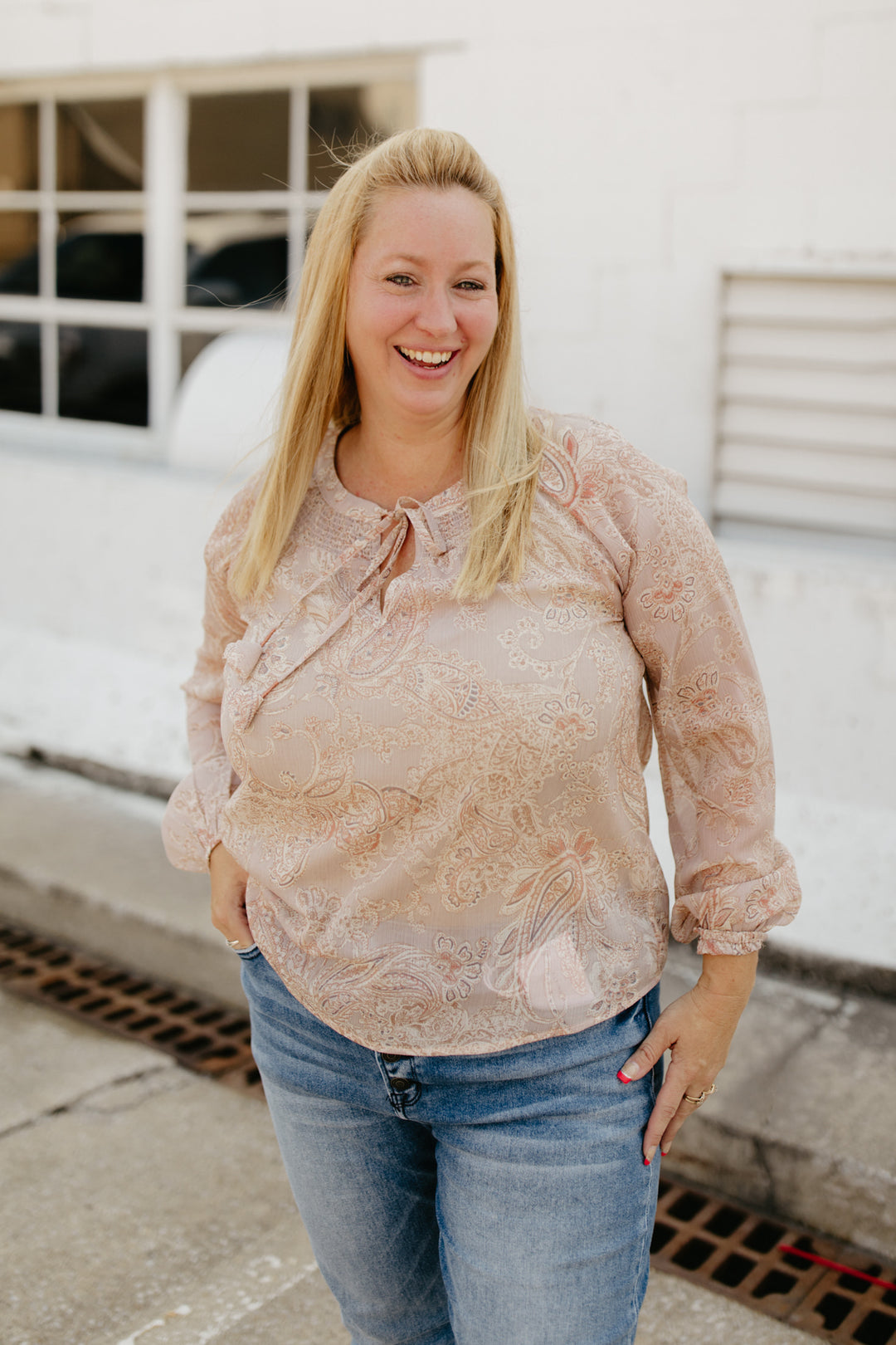 Smocked Neck Peasant Blouse