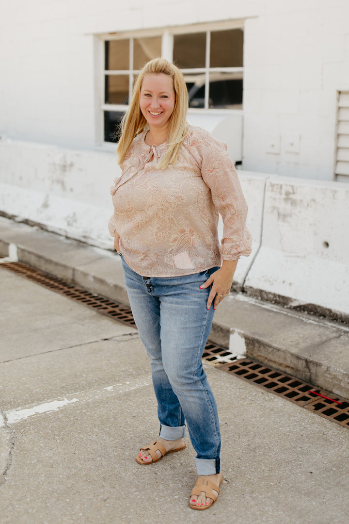 Smocked Neck Peasant Blouse