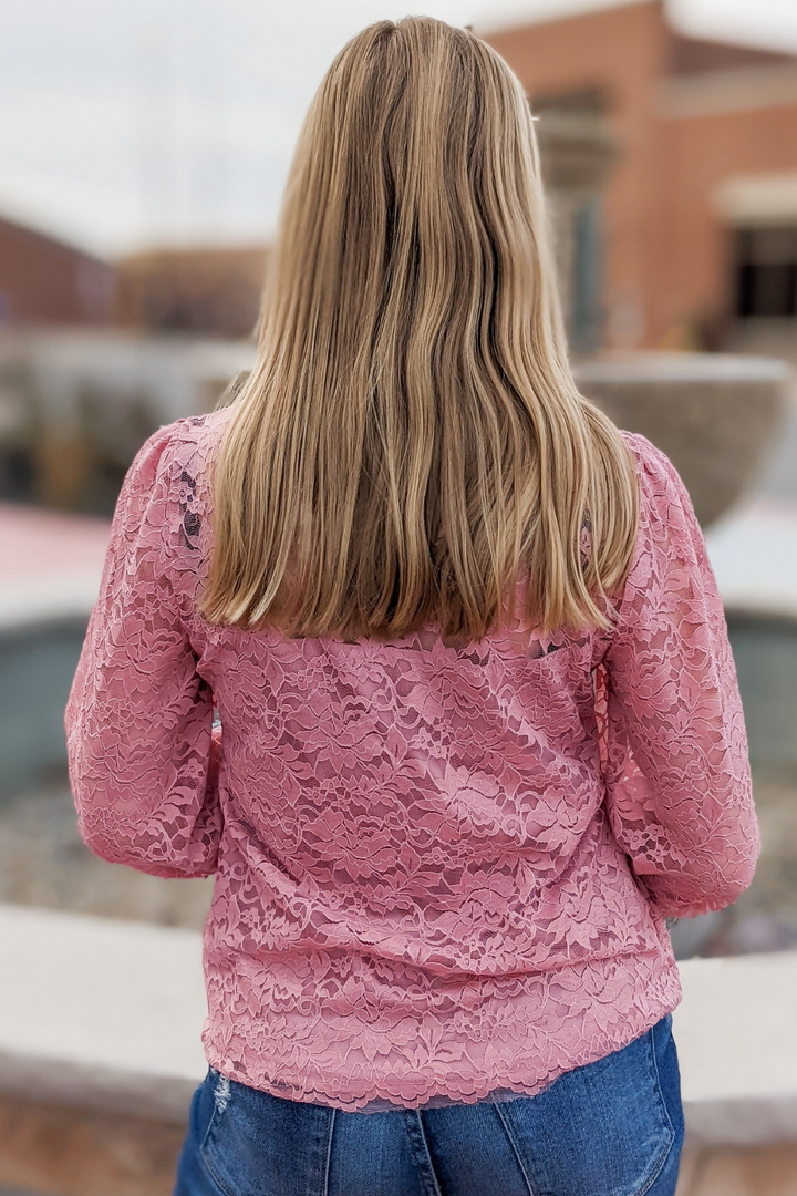 Sweetheart Lacy Top - Mauve