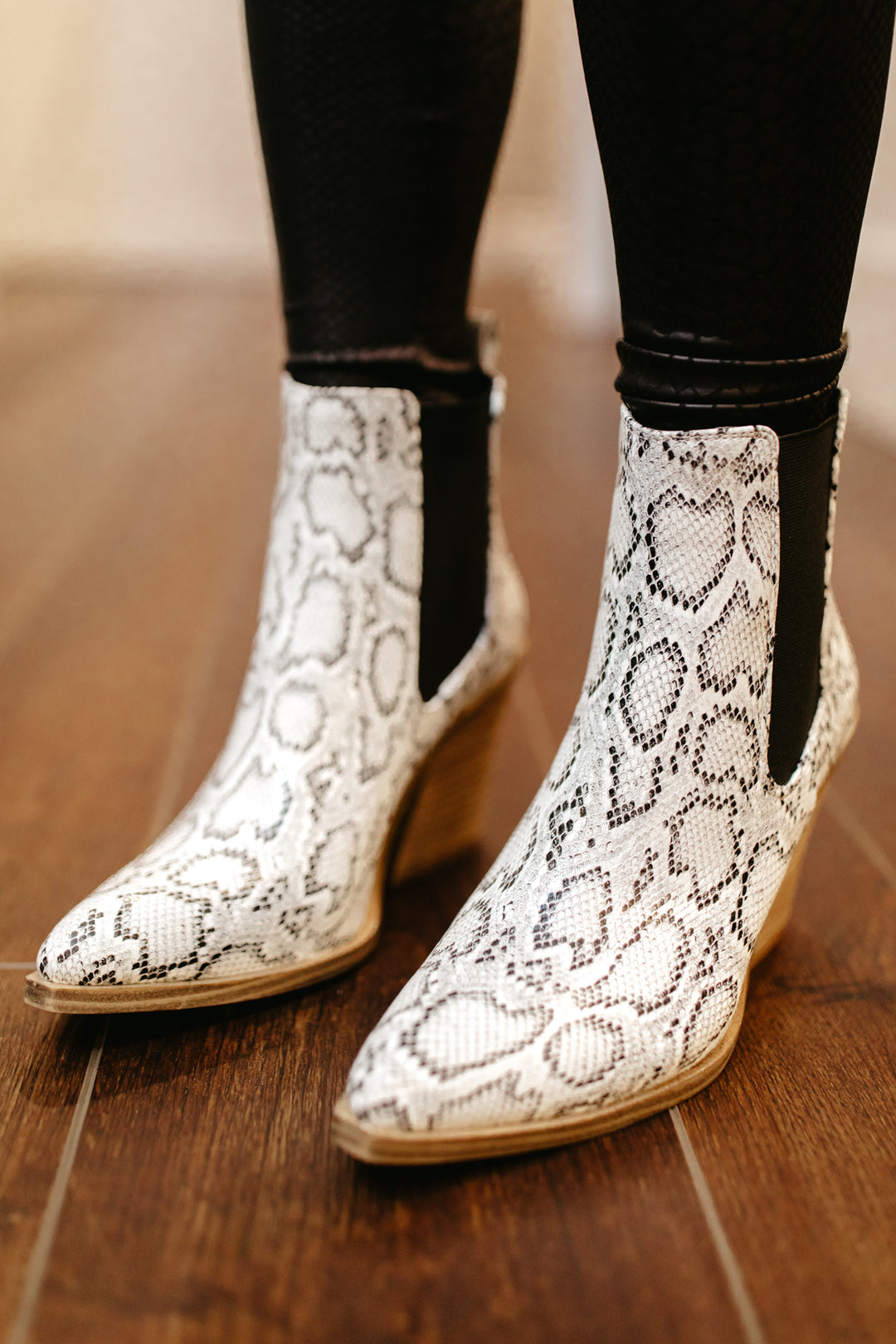 Black/White Snake Bootie