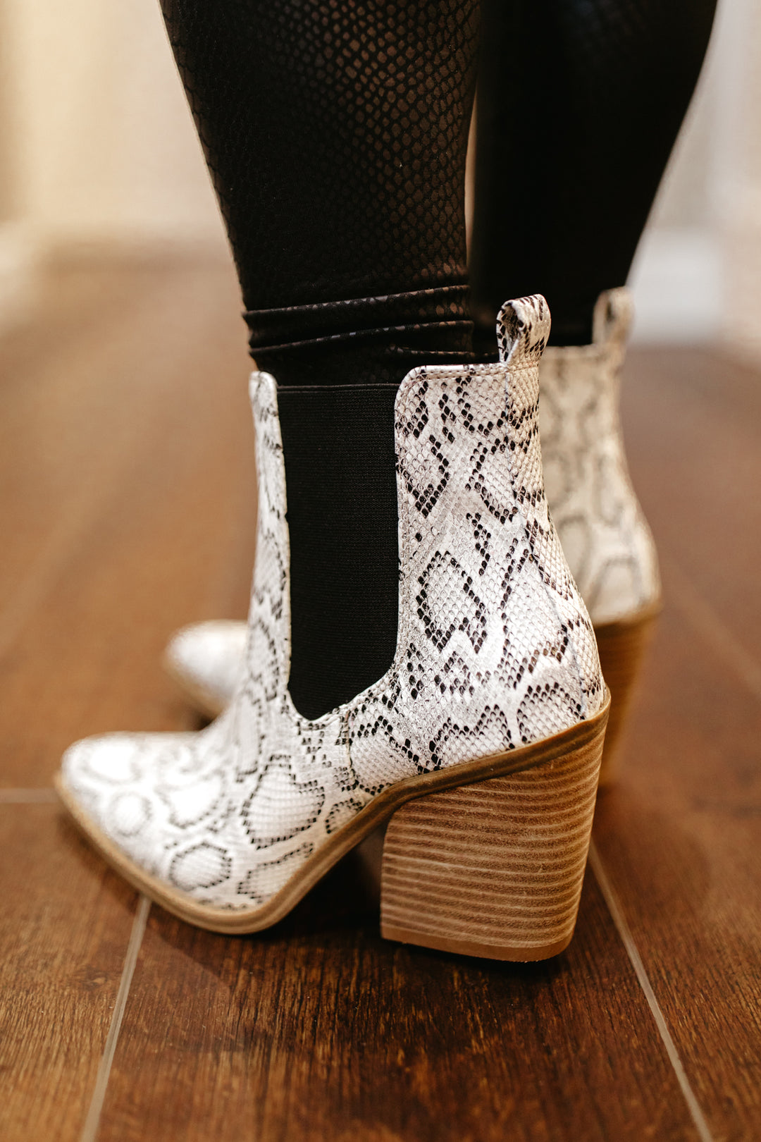 Black/White Snake Bootie