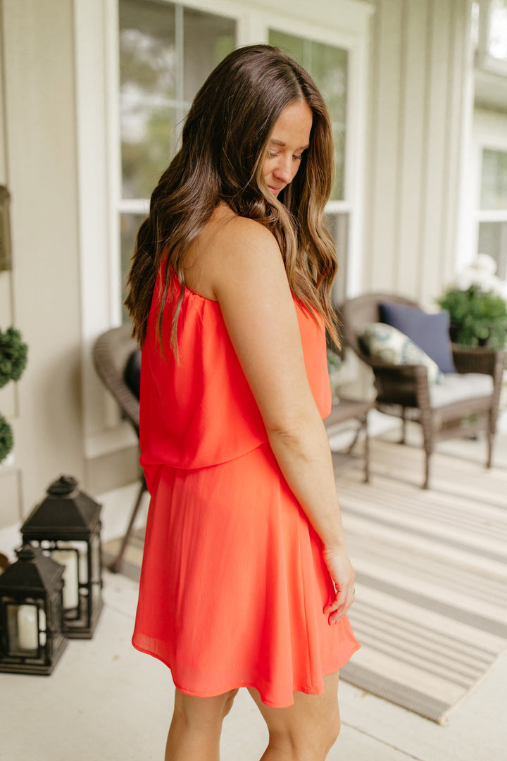 Coral One Shoulder Dress