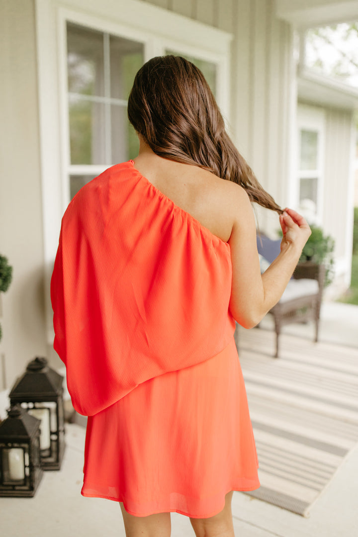 Coral One Shoulder Dress