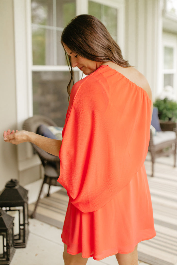 Coral One Shoulder Dress