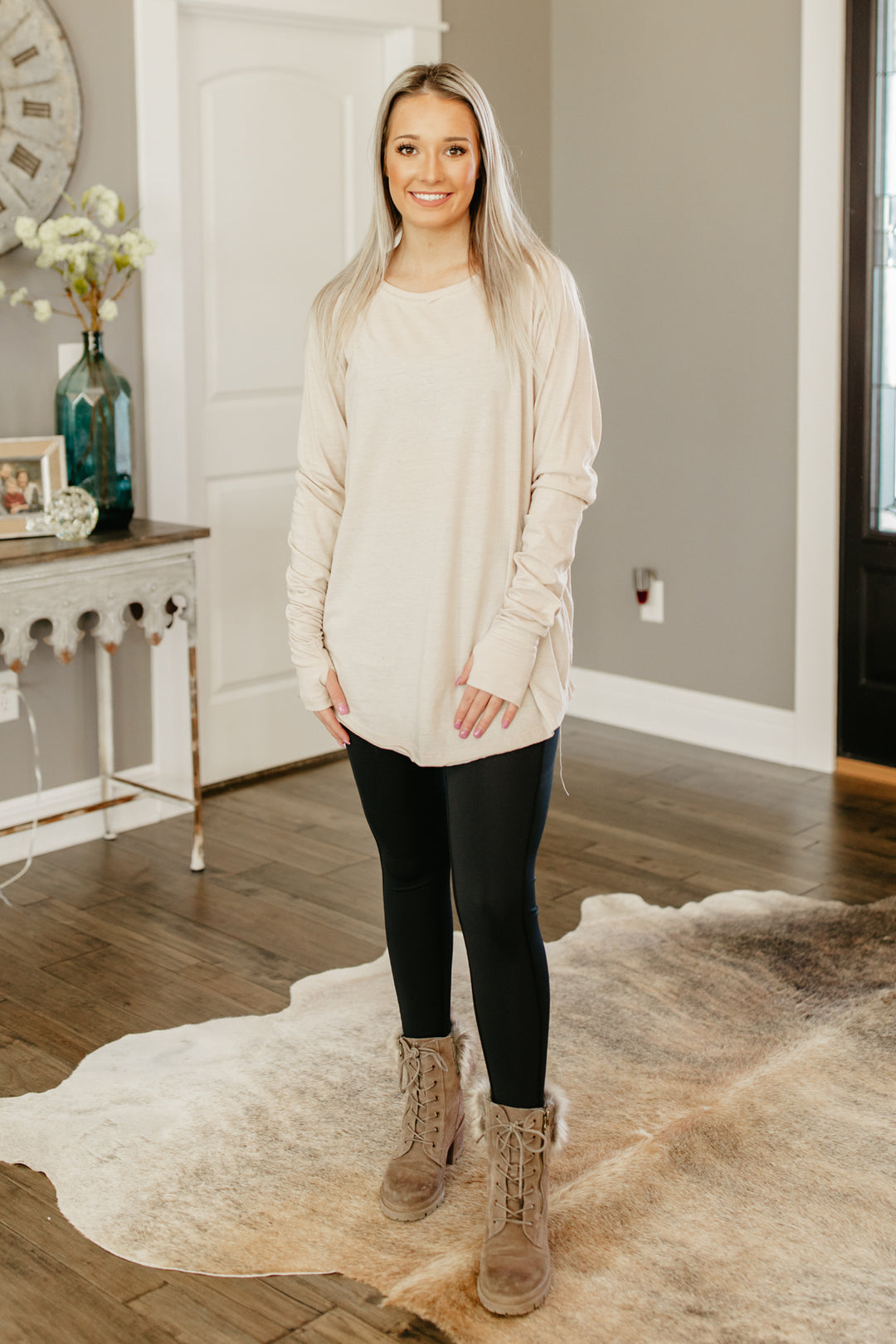 Tri-Blend Tunic Tee-Mushroom
