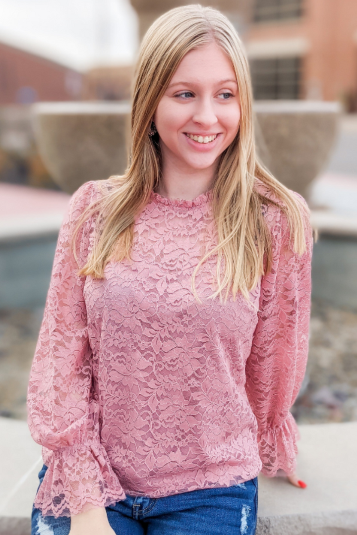 Sweetheart Lacy Top - Mauve