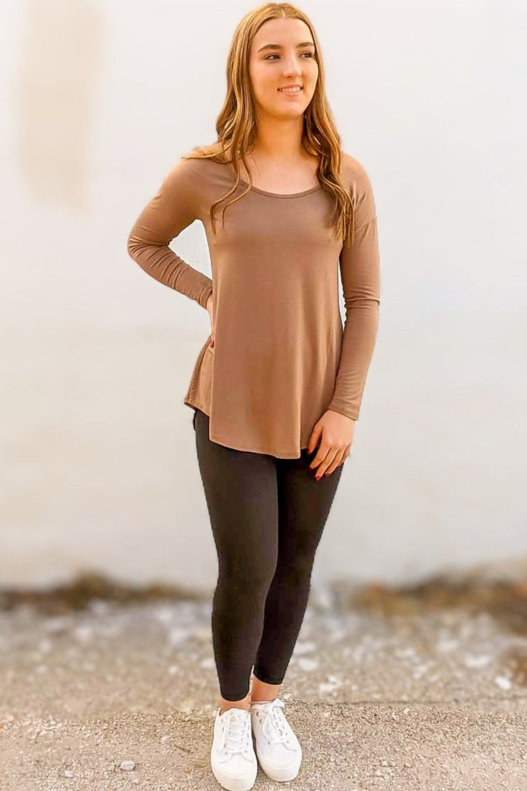 Breezy Long Sleeve Tunic - Mocha