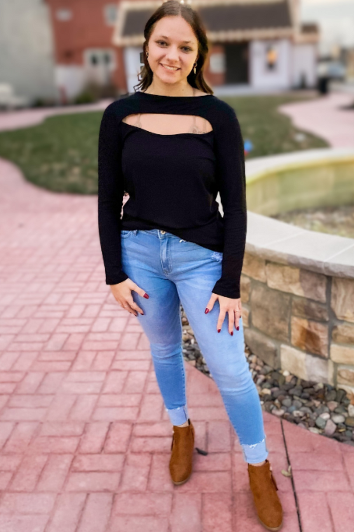 Flattering Open Front Top