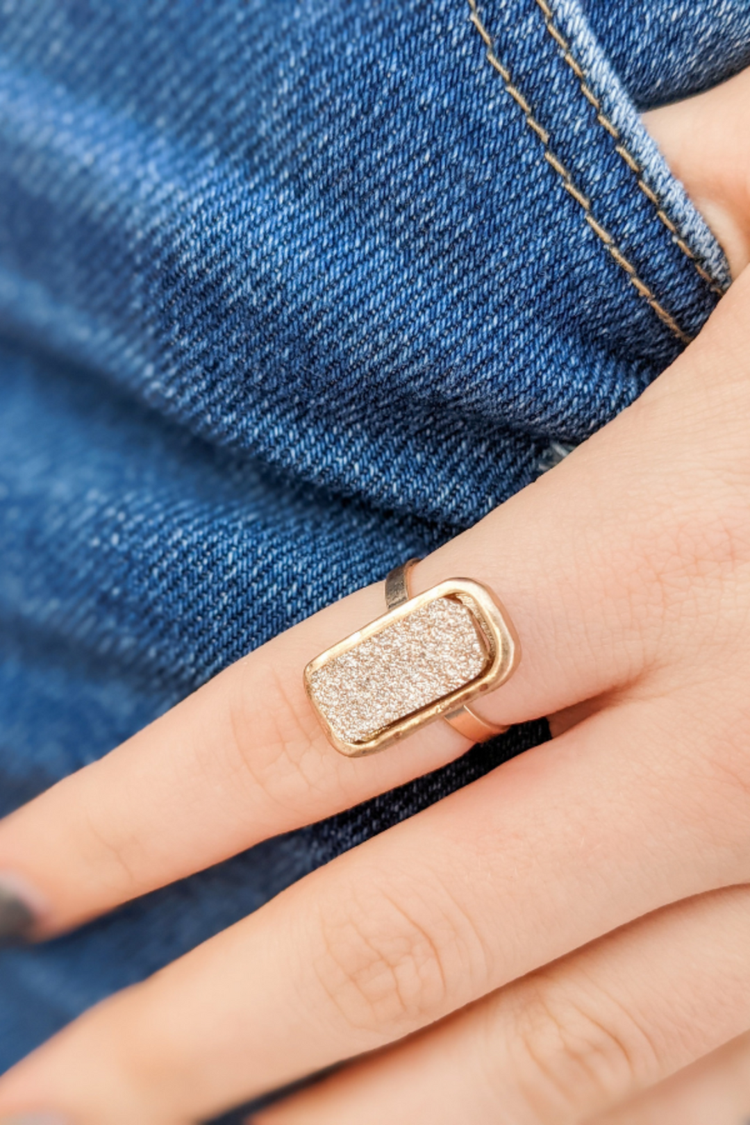 Faux Druzy Stone Ring - Rose