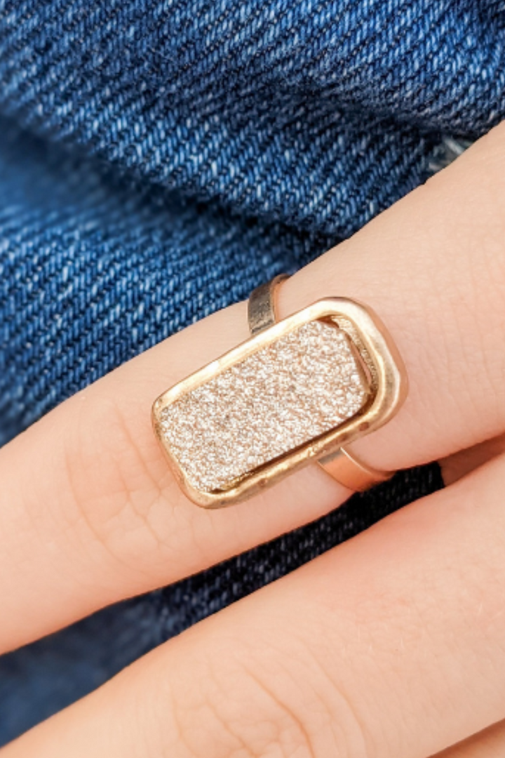 Faux Druzy Stone Ring - Rose