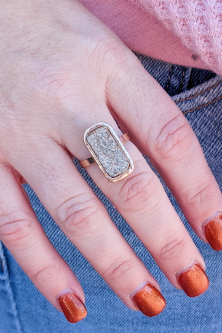 Faux Druzy Stone Ring - Gold