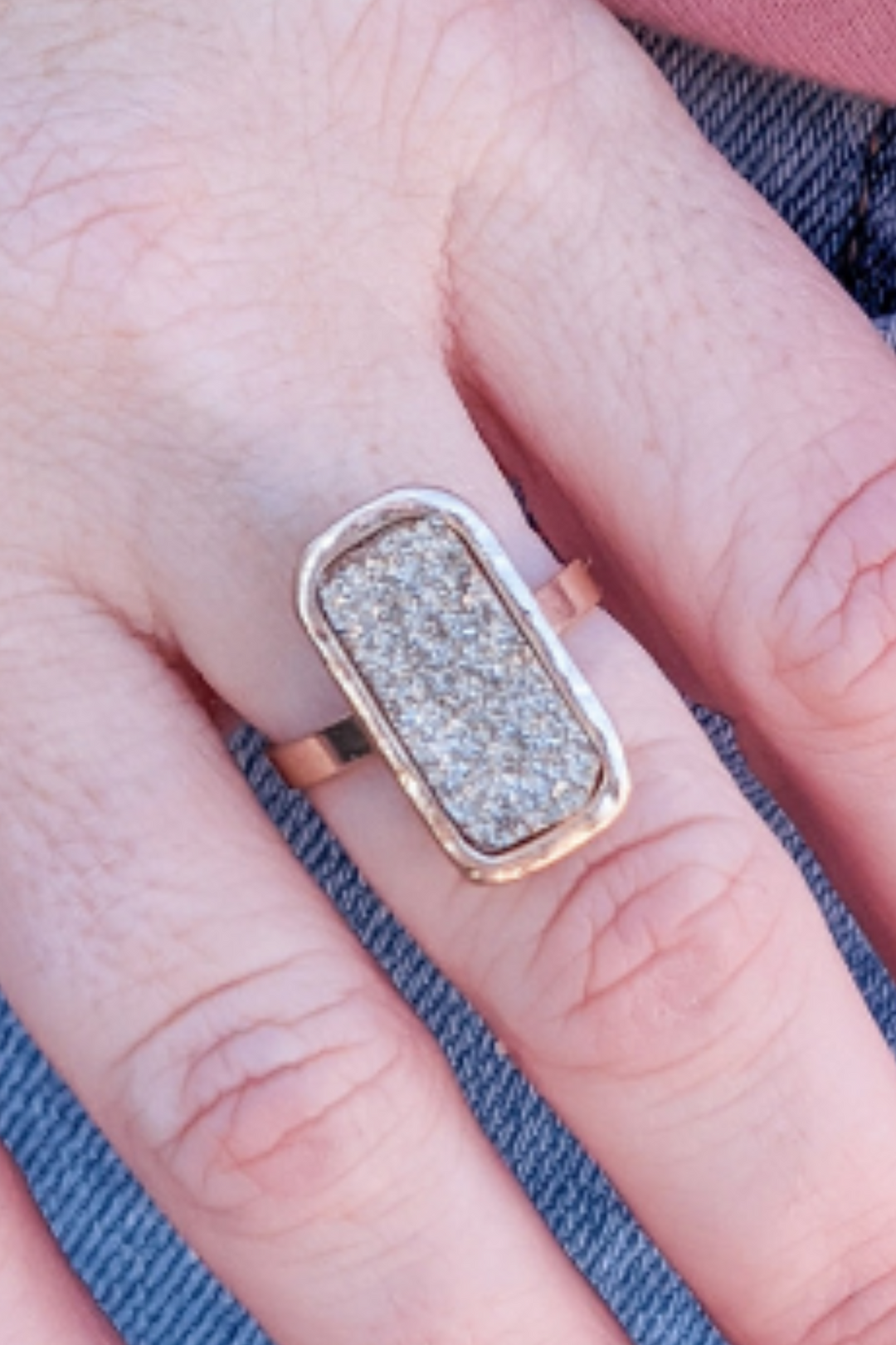 Faux Druzy Stone Ring - Gold