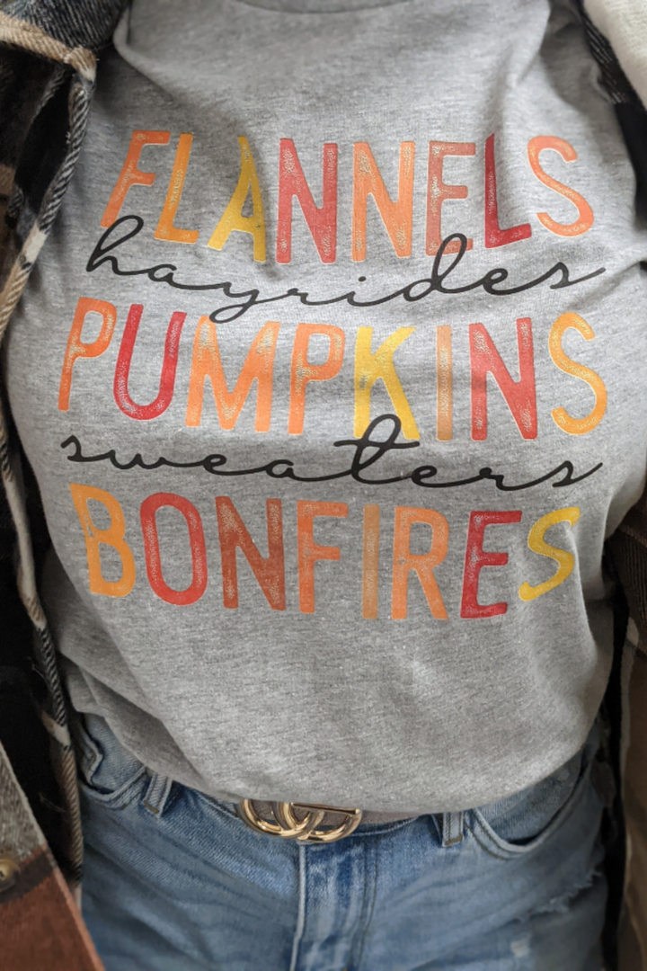 Fall Things Graphic Tee - Gray