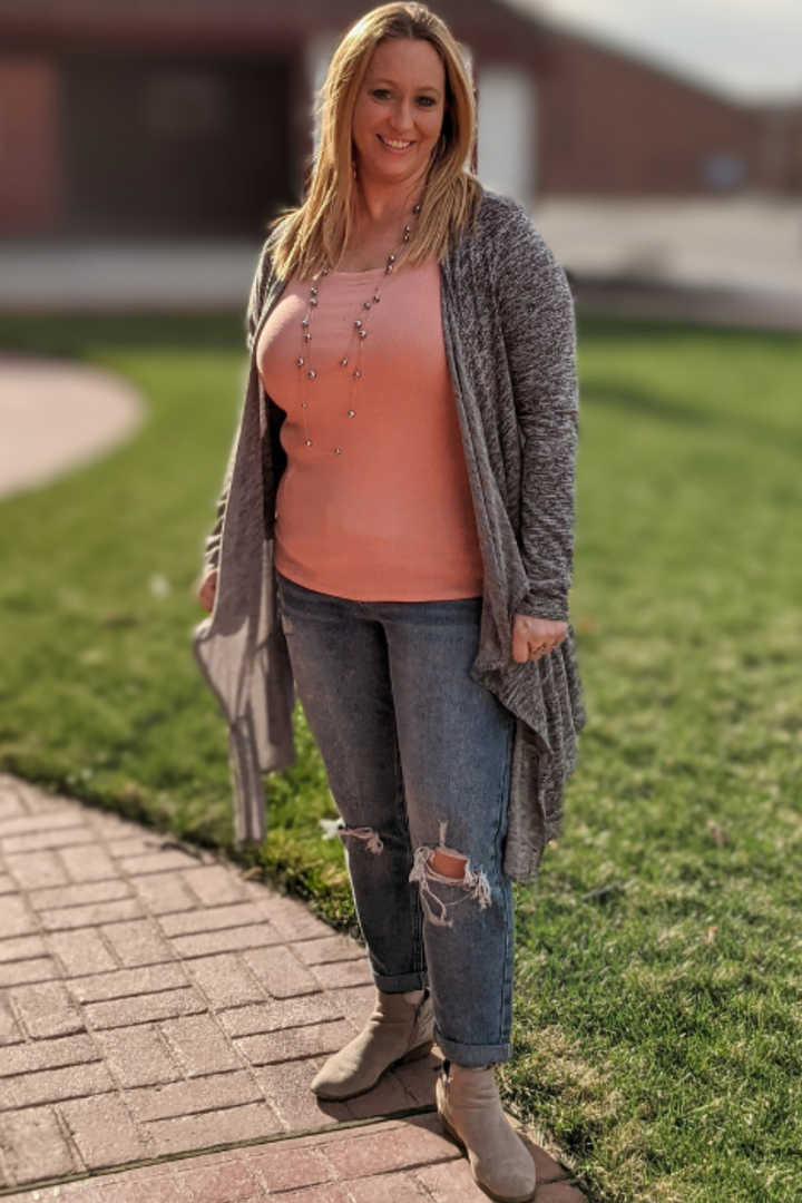 Draped Open Front Cardigan - Black