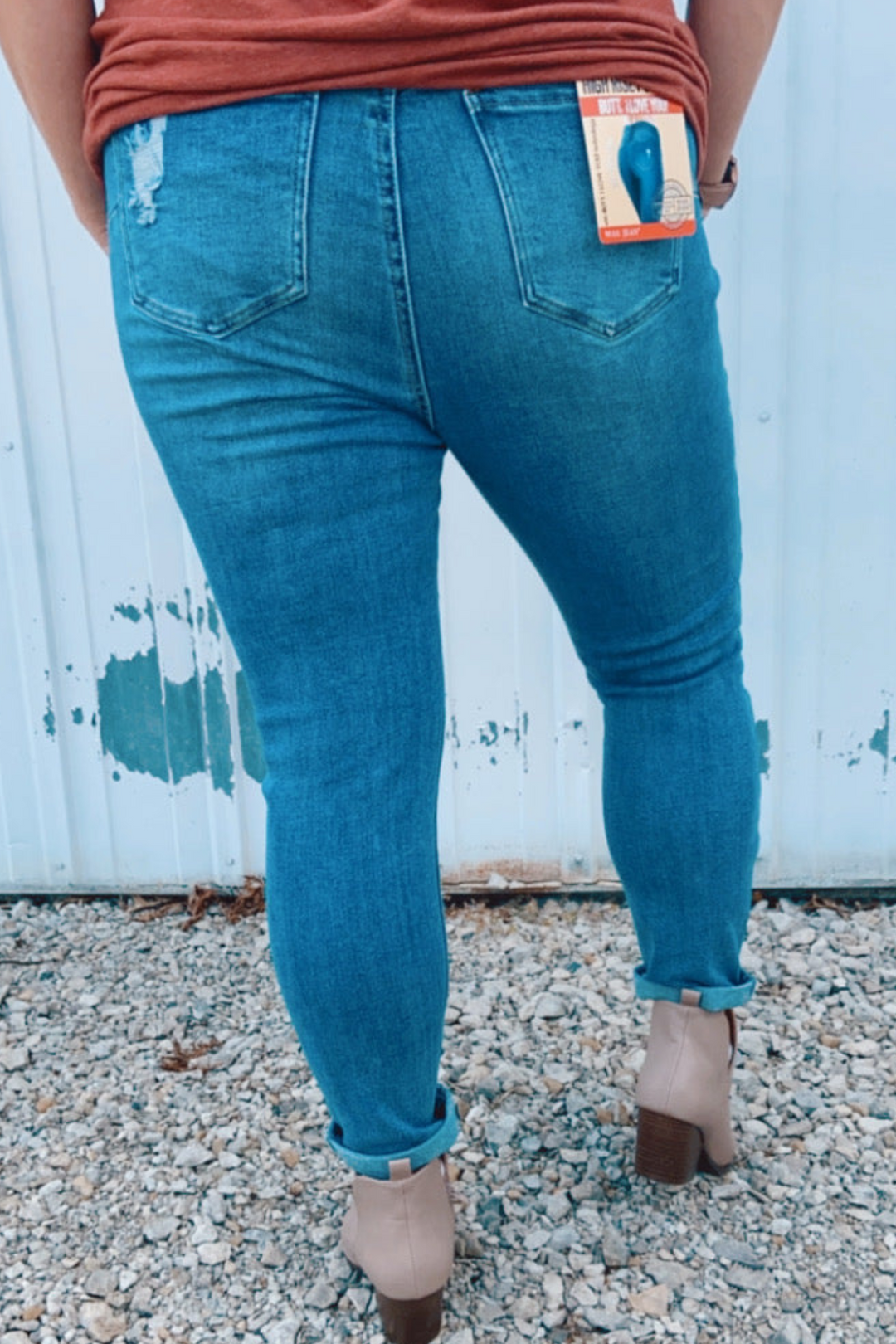 Grace High Rise Distressed Capri - Med Wash