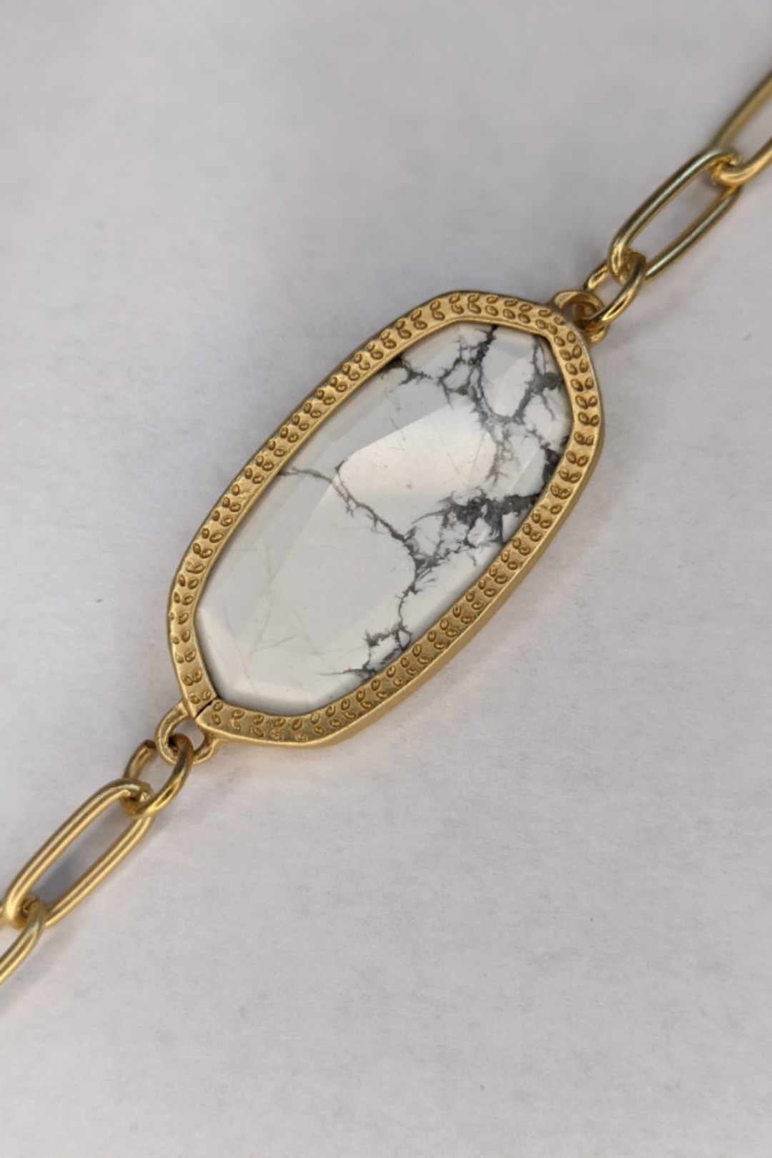 Stone Pendant Bracelet - White
