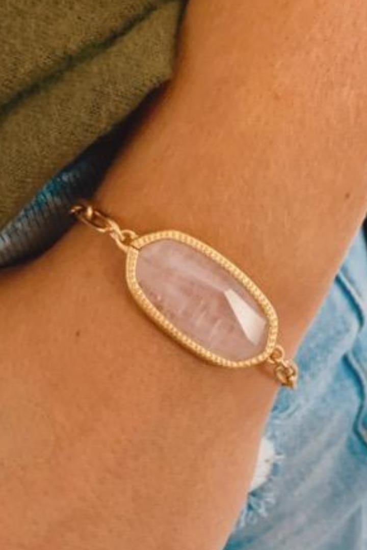 Stone Pendant Bracelet - Pink