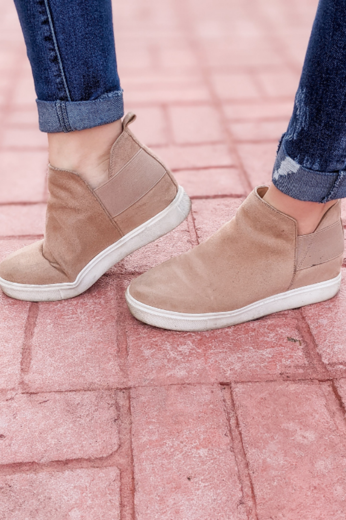 Taupe top wedge sneakers