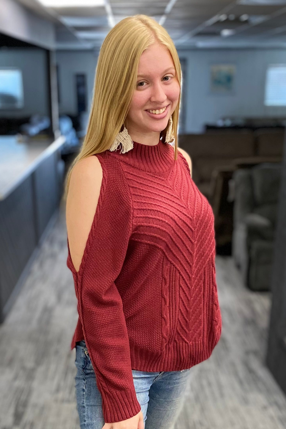 Cold shoulder 2025 knit sweater